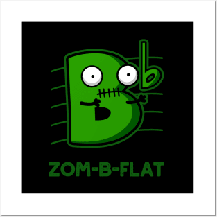 Zom-B-Flat Cute Halloween Zombie Music Pun Posters and Art